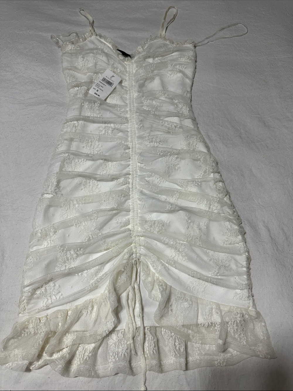 Windsor Ivory Lace Ruched Mini Slip Dress